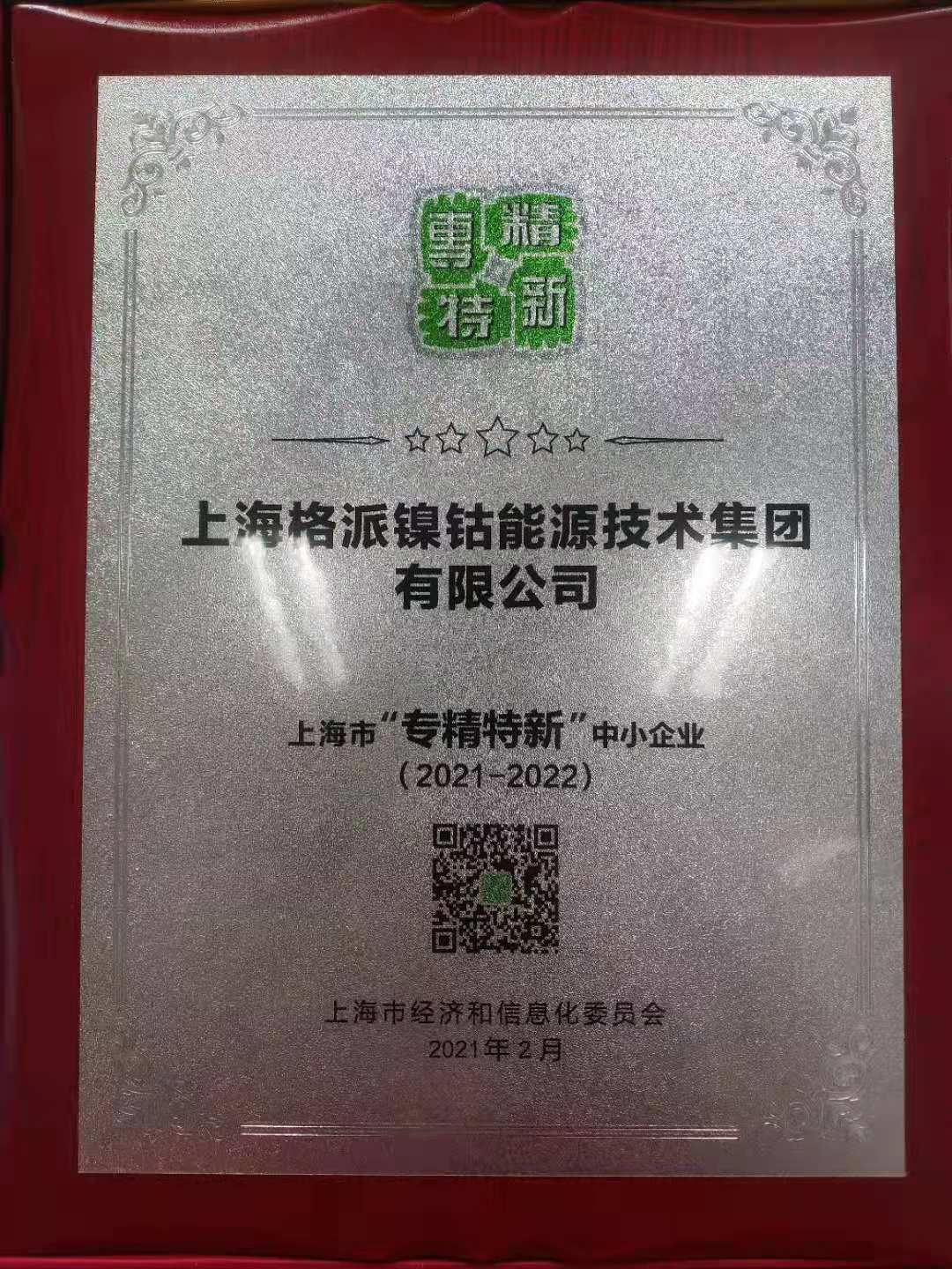 格派集團榮獲上海市“專精特新”企業(yè)榮譽稱號
